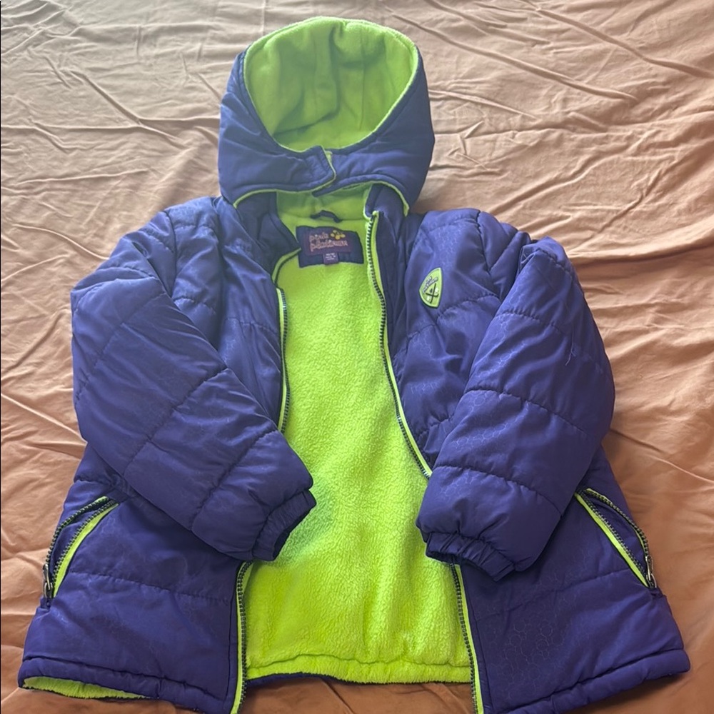 Girls purple and neon green snow ski jacket 10/12